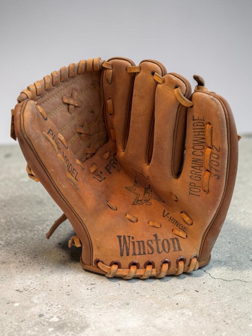 vintage Winston Lil Pro Model Baseball Glove V-Hinge Top Grain Cowhide Youth Siz